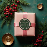 Merry & Bright Modern Green & Pink Retro Wavy Classic Round Sticker<br><div class="desc">Our merry & bright modern green & pink retro wavy circle stickers are designed to add a festive touch to all your holiday gift-giving. These stickers feature a modern green and pink colour scheme, encased within a retro-inspired wavy frame that exudes a playful, nostalgic vibe. Showcasing the joyful message "Merry...</div>