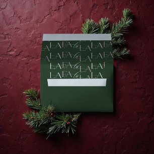 Merry & Bright Modern Green Pink Retro Wavy Green Envelope