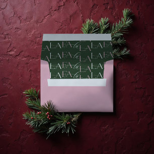 Merry & Bright Modern Green Pink Retro Wavy Pink Envelope
