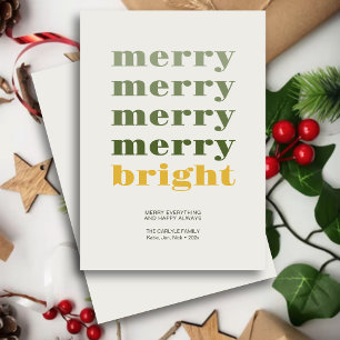 Merry & Bright Modern Minimal Gold Christmas Holiday Card