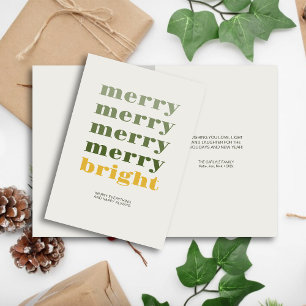 Merry & Bright Modern Minimal Gold Christmas Holiday Card