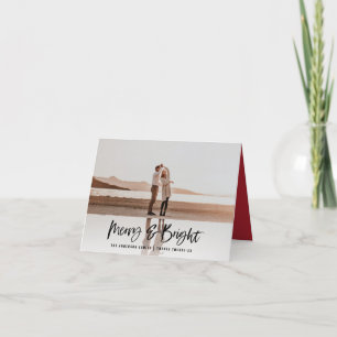 Merry & Bright modern, minimal photo christmas Holiday Card
