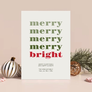 Merry & Bright Modern Minimal Red Christmas Holiday Card