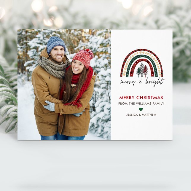 Merry & Bright Modern Photo Christmas Card (Creator Uploaded)