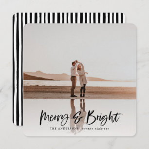 Merry & Bright modern photo christmas card