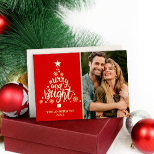 Merry Bright Modern Photo Red Real Gold