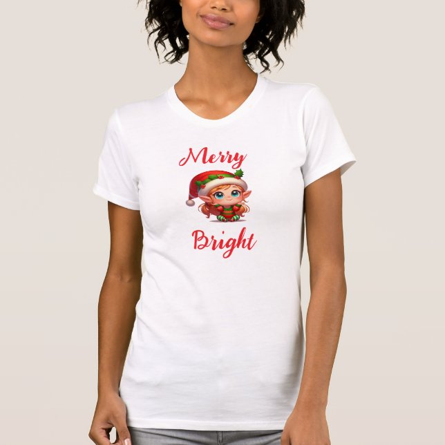 Merry Bright Modern Red with cute Women's  T-Shirt (Front)