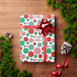 Merry & Bright Modern Simple Polka Dot Pattern Wrapping Paper<br><div class="desc">Merry and bright typography pattern with letters and circles in pink,  red,  and green colours.</div>