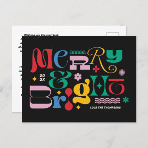 Merry & Bright Modern Type Mix Holiday Postcard