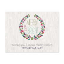 Merry & Bright Modern Woodland Holiday Postcard