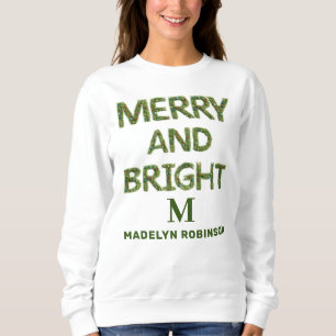 Merry & Bright Monogram Women's Customised Modern Sweatshirt