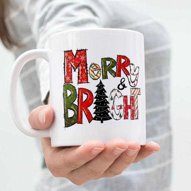 Merry & Bright Mug – Holiday Alphabet Design (Creator Uploaded)