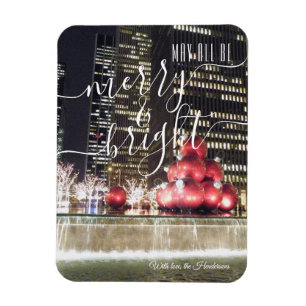 Merry & Bright   NYC Christmas City Lights Photo Magnet