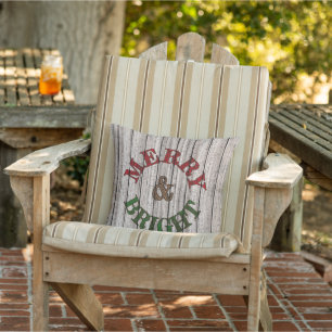 Merry & Bright On Weathered Wooden Planks Pattern Cushion