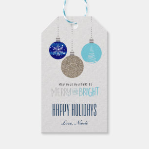 Merry & Bright Ornaments Hang Holiday Gift Tag