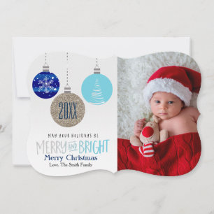 Merry & Bright Ornaments Hang Holiday Photo Card