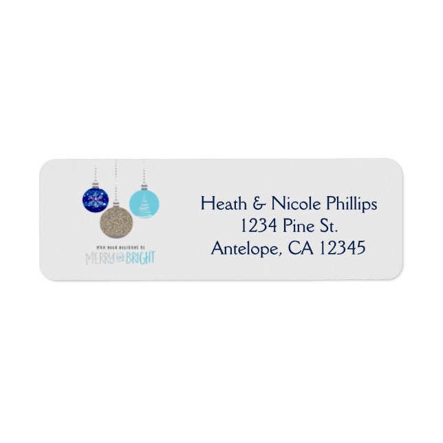 Merry & Bright Ornaments Holiday Address Labels (Front)