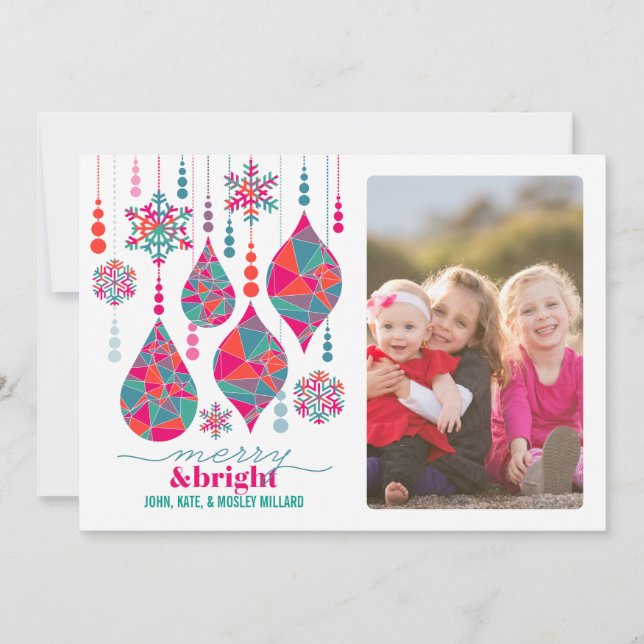 Merry & Bright Ornaments Holiday Card (Front)