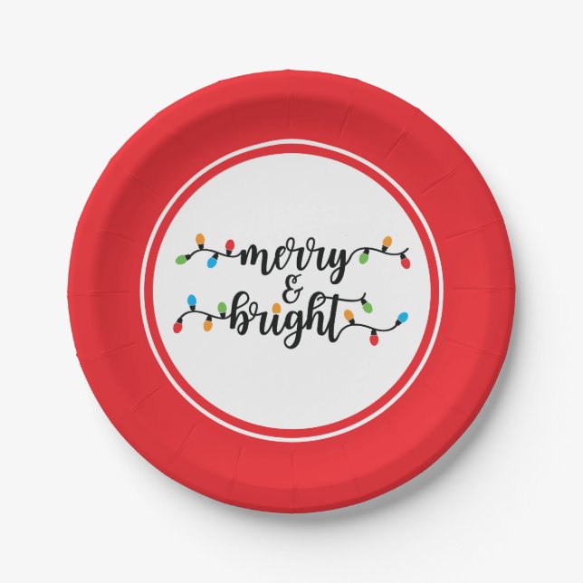 Merry & Bright Paper Plate (Front)