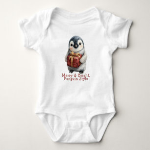 Merry & Bright Penguin Christmas Baby Bodysuit