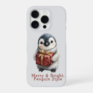 Merry & Bright Penguin Christmas iPhone 16 Pro Case