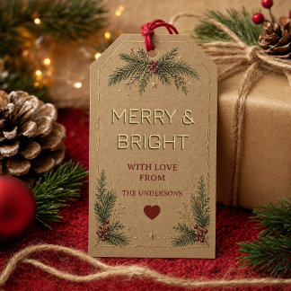 Merry & Bright Personalised Holiday Gift Tags, Tags