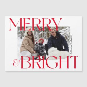 Merry & Bright Photo Christmas Magnetic Card