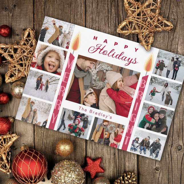 Merry Bright Photo Collage  Holiday Card (Creator Uploaded)