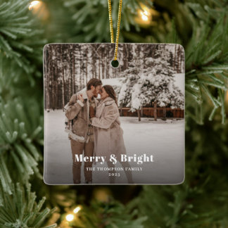 Merry & Bright Photo Dark Dusky Ceramic Ornament