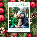 Merry & Bright | Picture Personalised Christmas Holiday Card<br><div class="desc">Merry and Bright. Wishing your family a Merry Christmas and Happy New Year personalised holiday photo card. Upload a picture of your family, children, you and your spouse or a pet onto this personalised Christmas card, then edit the text on the back to add your own personalised message. Cute bows...</div>