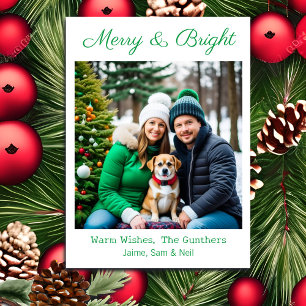 Merry & Bright   Picture Personalised Christmas Holiday Card