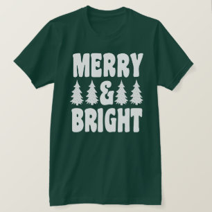 Merry & Bright Pine Trees Green Women's Christmas T-Shirt