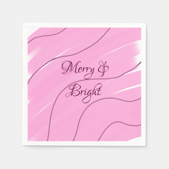 Merry & Bright pink curly doodle design girly mode Napkin (Front)
