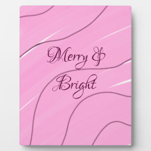 Merry & Bright pink curly doodle design girly mode Plaque