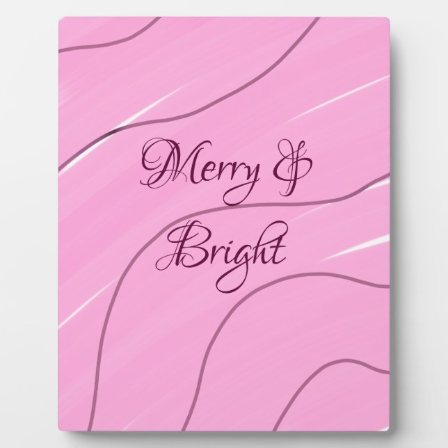 Merry & Bright pink curly doodle design girly mode Plaque (Front)