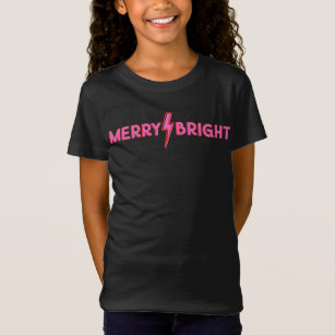 Merry ⚡ Bright Pink Lightning Bolt Christmas T-Shirt