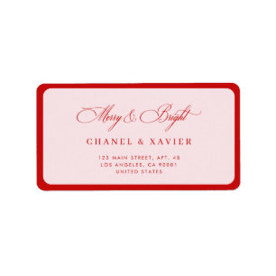 Merry & Bright Pink & Red Holiday Address Label