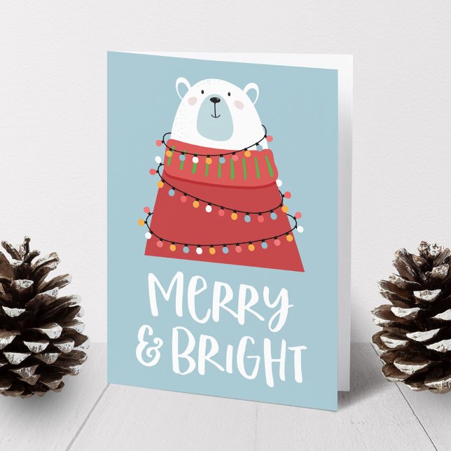 Merry & Bright Polar Bear Christmas Holiday Card (Creator Uploaded)