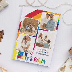 Merry & Bright Rainbow Hope Photo Christmas Holiday Card
