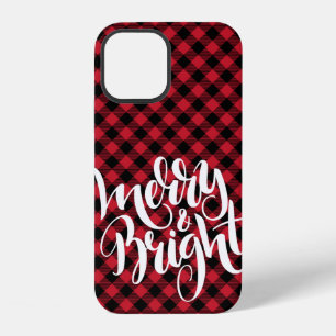Merry Bright Red Black Buffalo Plaid Tartan Xmas iPhone 12 Case