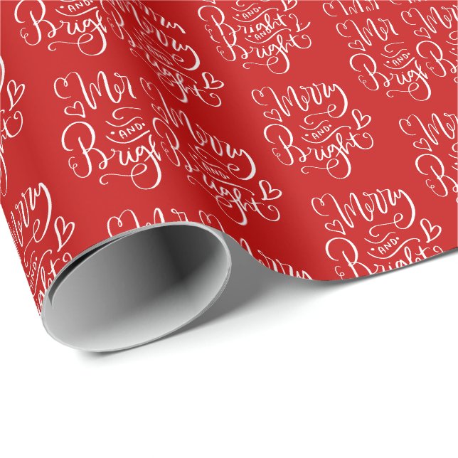 Merry Bright Red Christmas Wrapping Paper (Roll Corner)