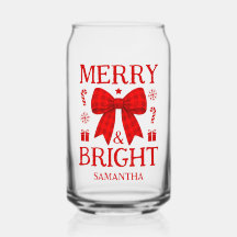 Merry & Bright Red Gingham Bow Christmas
