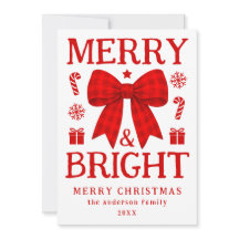 Merry & Bright Red Gingham Bow Christmas