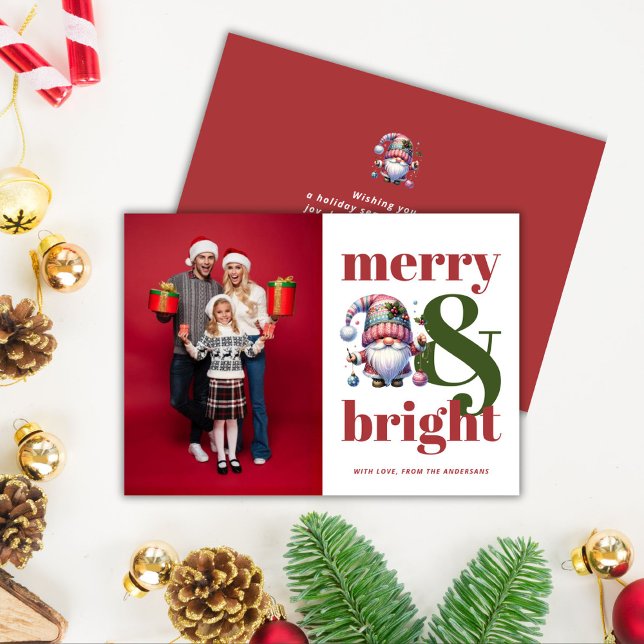 Merry & Bright Red Green Christmas Photo Holiday Card (Merry & Bright Red Green Christmas Photo Holiday Card)
