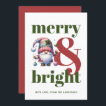 Merry & Bright Red Green Gnome Non-photo Christmas Holiday Card<br><div class="desc">Spread holiday cheer with our Merry & Bright Red Green Gnome Christmas Card! This whimsical, non-photo card features a festive red and green design, perfect for adding a touch of charm to your holiday greetings. With its cosy look, it’s ideal for sending warm wishes to family, friends, and loved ones....</div>