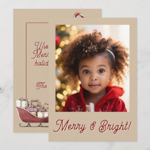 Merry & Bright Red Photo Holiday Christmas Card