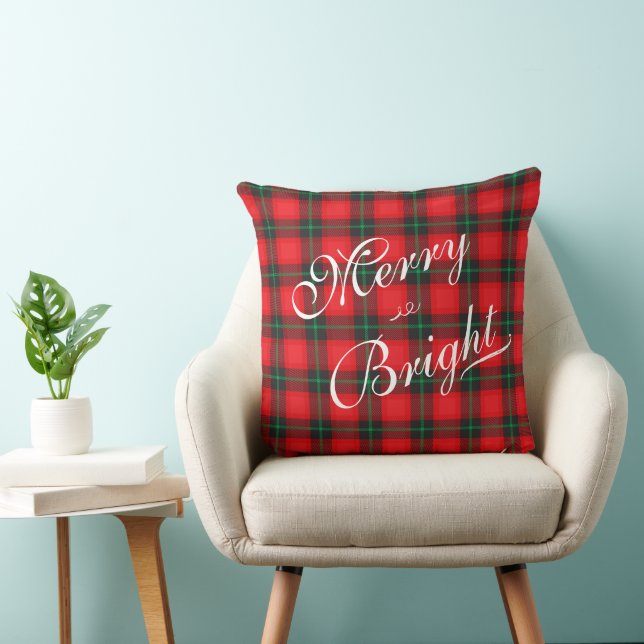 Merry & Bright Red Plaid Christmas Modern Cushion (Chair)