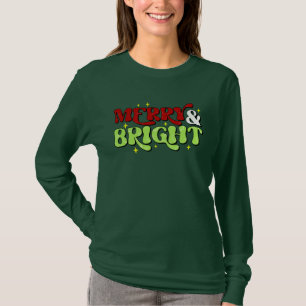 Merry & Bright - Retro Christmas Happy Holidays T-Shirt