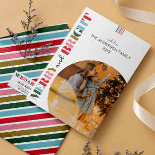 Merry & Bright Retro Christmas Photos  Holiday Card