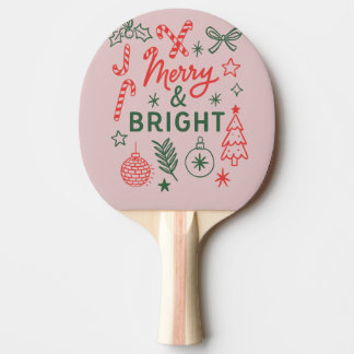 Merry & Bright Retro Christmas Stocking | Festive  Ping Pong Paddle